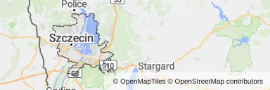 Mapa z zaznaczonym Szczecinem