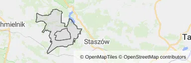Mapa z zaznaczonym Szydłowem