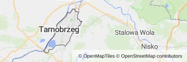 Mapa z zaznaczonym Tarnobrzegiem