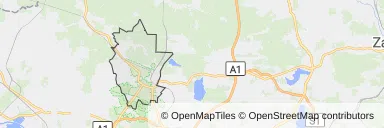 Mapa z zaznaczonym Tarnowskich Górami