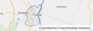 Mapa z zaznaczonym Tczewem