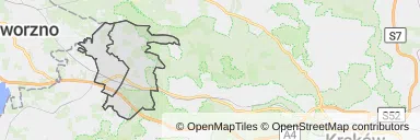 Mapa z zaznaczoną Trzebini