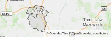 Mapa z zaznaczonym Tuszynem