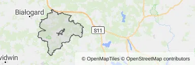 Mapa z zaznaczonym Tychowem