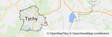 Mapa z zaznaczonym Tychami