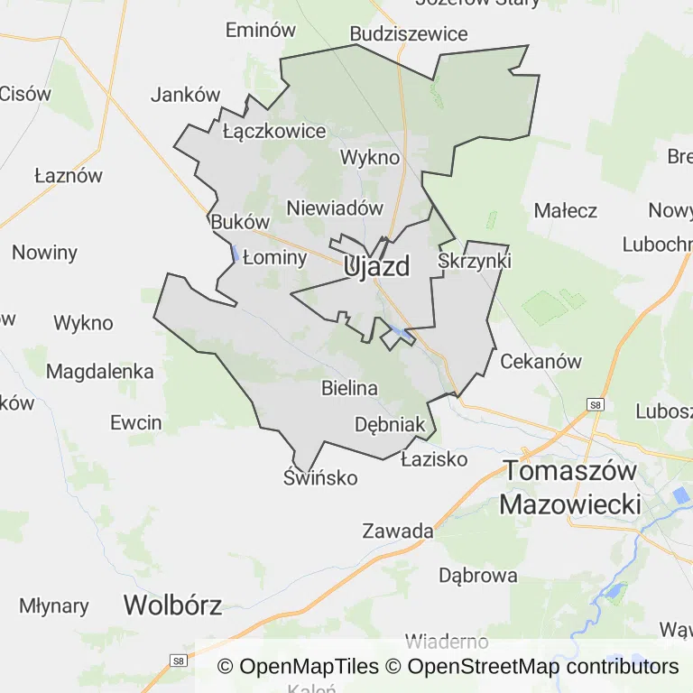 Mapa z zaznaczonym Ujeźdzem
