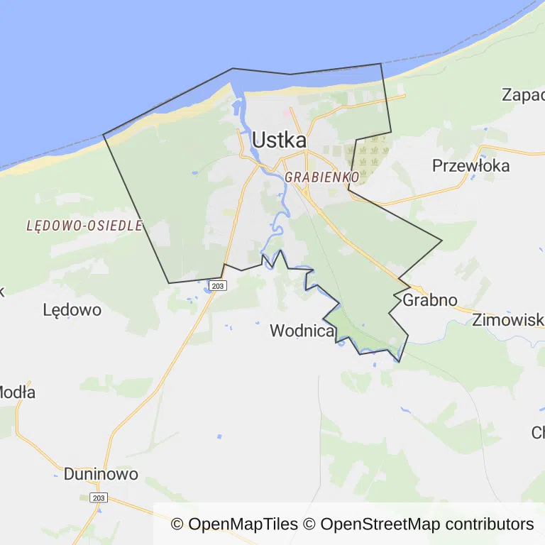Mapa z zaznaczoną Ustką