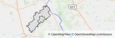 Mapa z zaznaczoną Warką