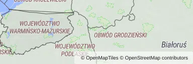 Mapa z zaznaczonym województwem warmińsko-mazurskim