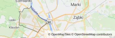 Mapa z zaznaczonymi Bielanami w Warszawie