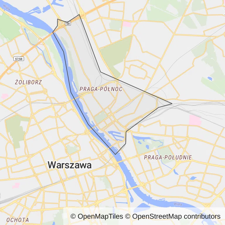 Mapa z zaznaczonym Północem w Warszawie