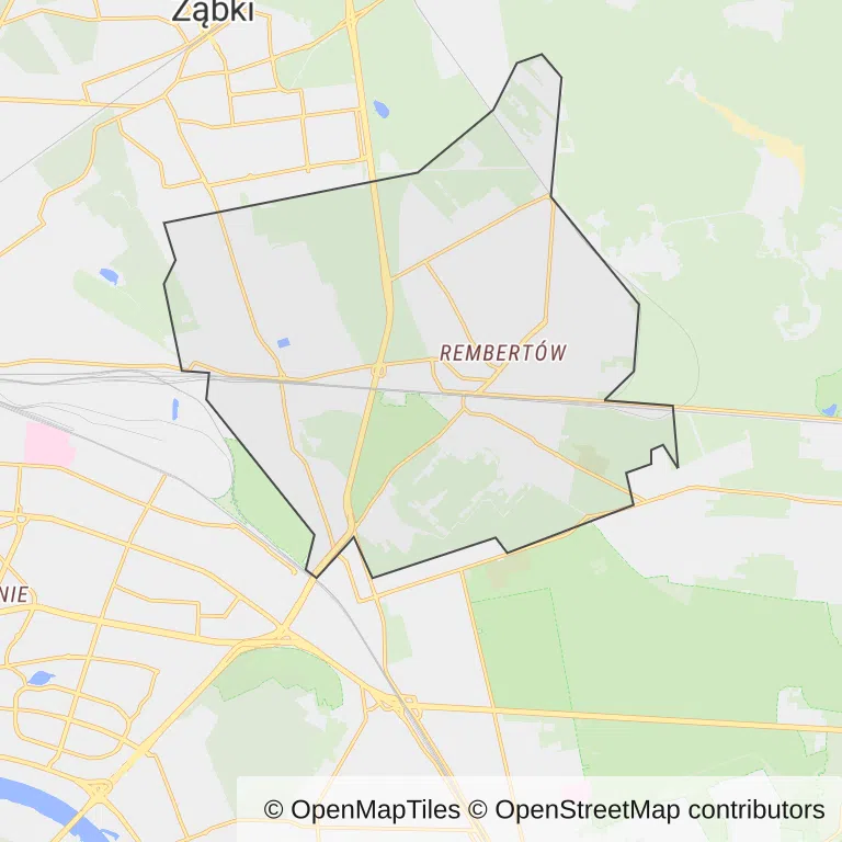 Mapa z zaznaczonym Rembertowem w Warszawie