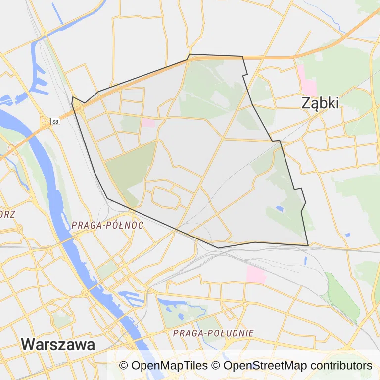 Mapa z zaznaczonym Targówkiem w Warszawie