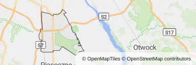 Mapa z zaznaczonym Ursynowem w Warszawie