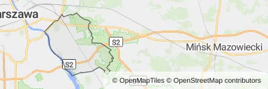 Mapa z zaznaczonym Wawrem w Warszawie