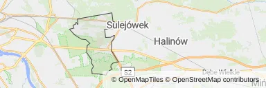 Mapa z zaznaczoną Wesołą w Warszawie