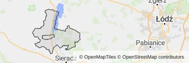 Mapa z zaznaczoną Warcem