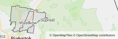 Mapa z zaznaczonym Wasilkowem