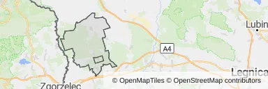 Mapa z zaznaczonym Węglińcu