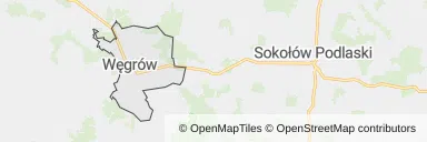 Mapa z zaznaczonym Węgrowem