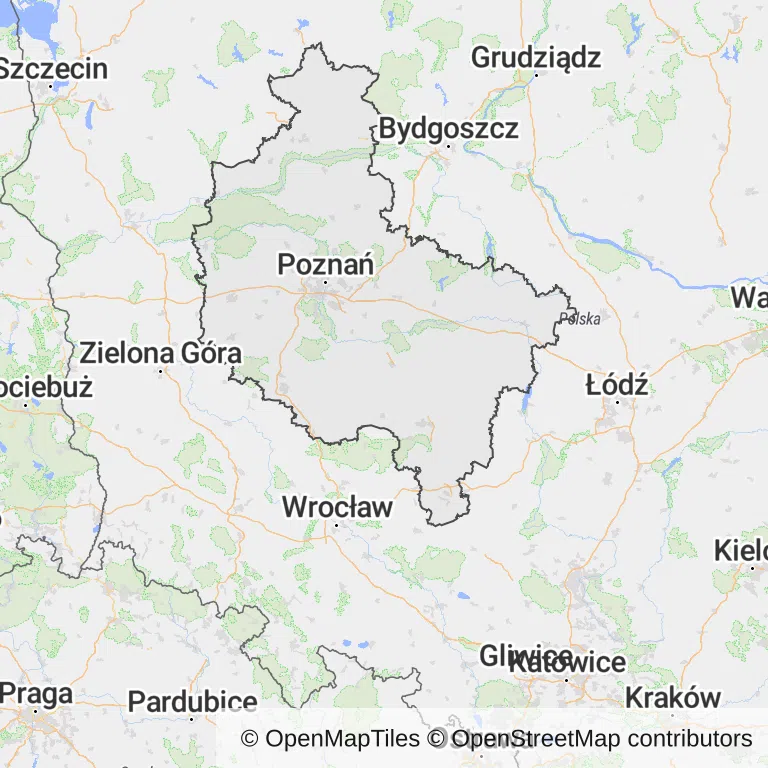 Mapa z zaznaczonym województwem wielkopolskim