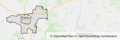 Mapa z zaznaczonym Wieluniu