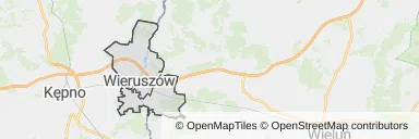 Mapa z zaznaczonym Wieruszowem