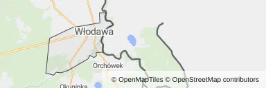 Mapa z zaznaczoną Włodawem
