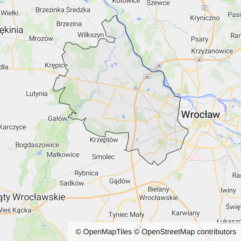 Mapa z zaznaczoną Fabryczną we Wrocławiu