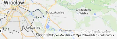 Mapa z zaznaczonymi Krzykiem we Wrocławiu