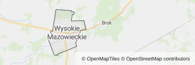 Mapa z zaznaczonym Wysokiem Mazowieckiem