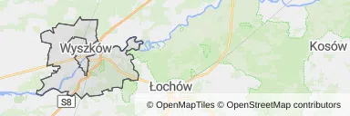 Mapa z zaznaczonym Wyszkowem