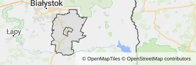 Mapa z zaznaczonym Zabłudowem