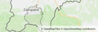 Mapa z zaznaczonym Zakopanem