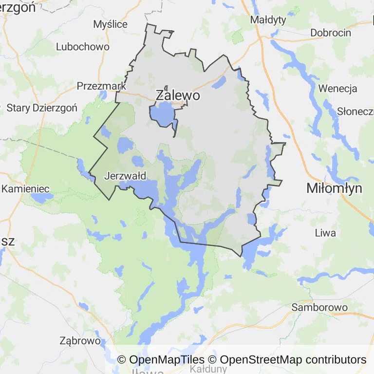 Mapa z zaznaczonym Zalewem