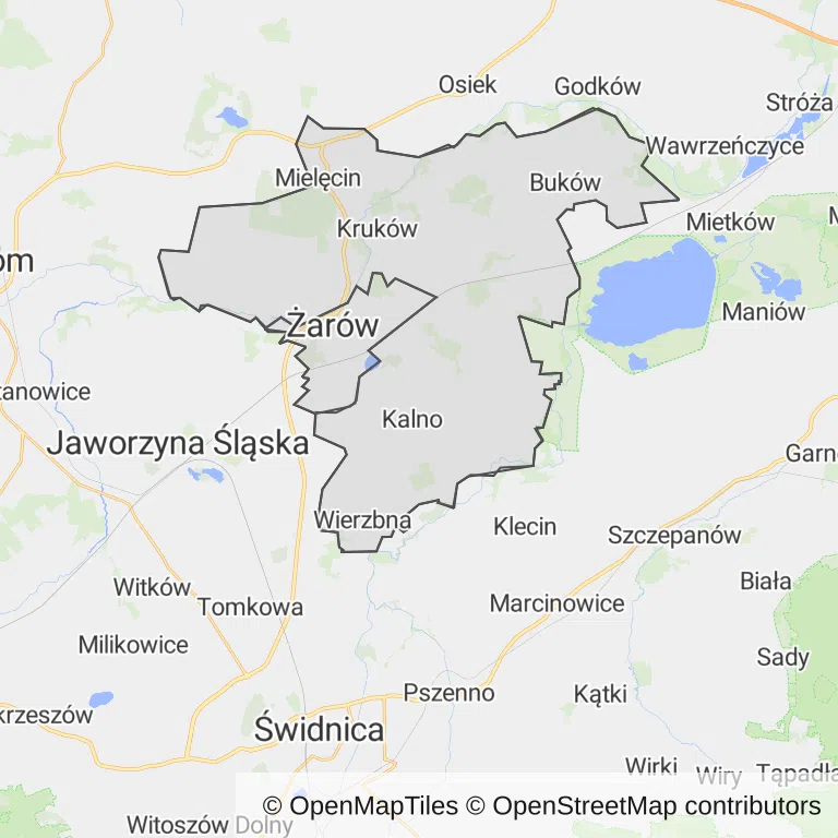 Mapa z zaznaczonym Żarowem