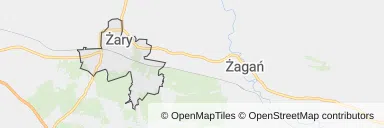 Mapa z zaznaczonym Żarami