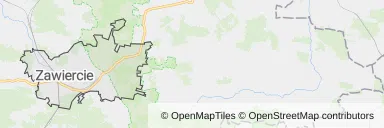 Mapa z zaznaczonym Zawierciu