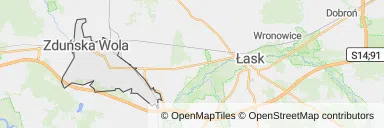 Mapa z zaznaczoną Zduńskiej Woli