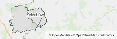 Mapa z zaznaczonym Żelechowem