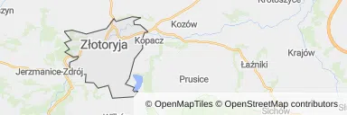 Mapa z zaznaczoną Złotoryi