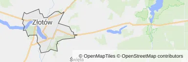 Mapa z zaznaczonym Złotowem