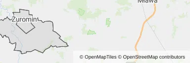 Mapa z zaznaczonym Żurominem