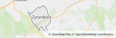 Mapa z zaznaczonym Żyrardowem